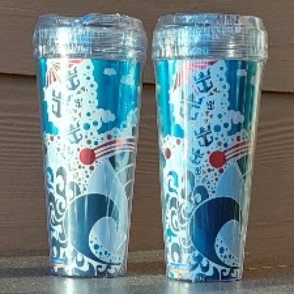 Pair of Royal Carribean Coca-Cola Insulated Drink Tumblers w/Lids New in Package - Picture 3 of 9